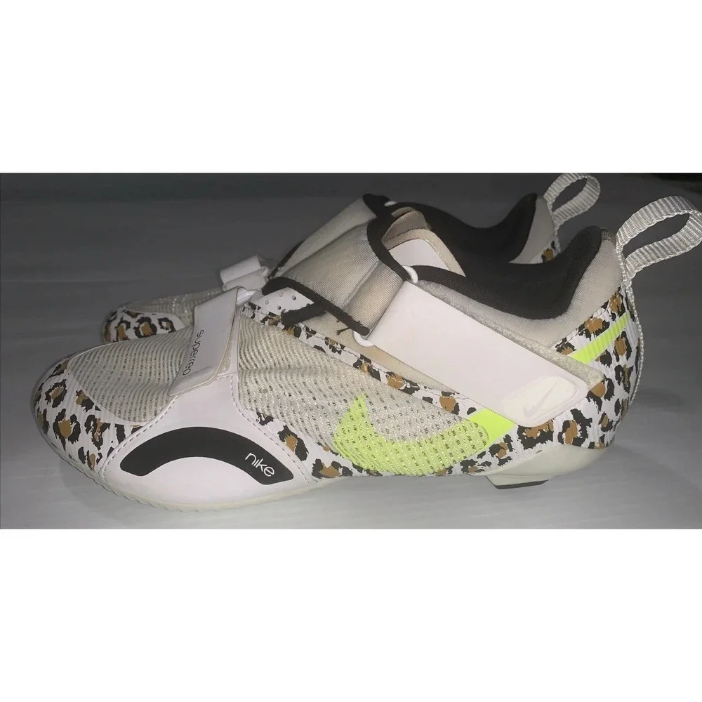 Nike Air SuperRep Cycle Shoes Women 9 White Leopard Print Neon Yellow CJ0775-177